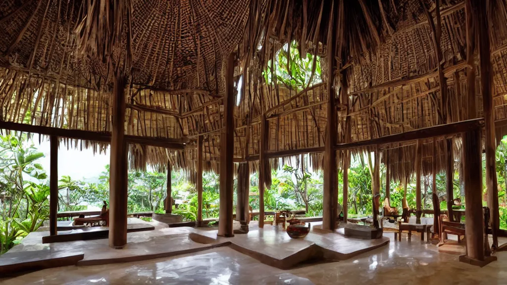 Image similar to bali interior indoor architecture, trending, famous, popular