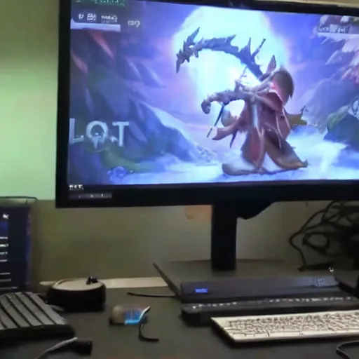 Image similar to korok from team liquid dota 2 smashes his monitor in rage