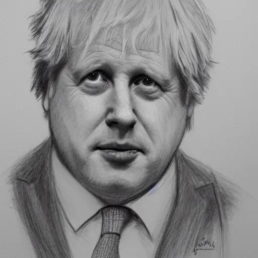 Prompt: boris johnson at a party , pencil sketch