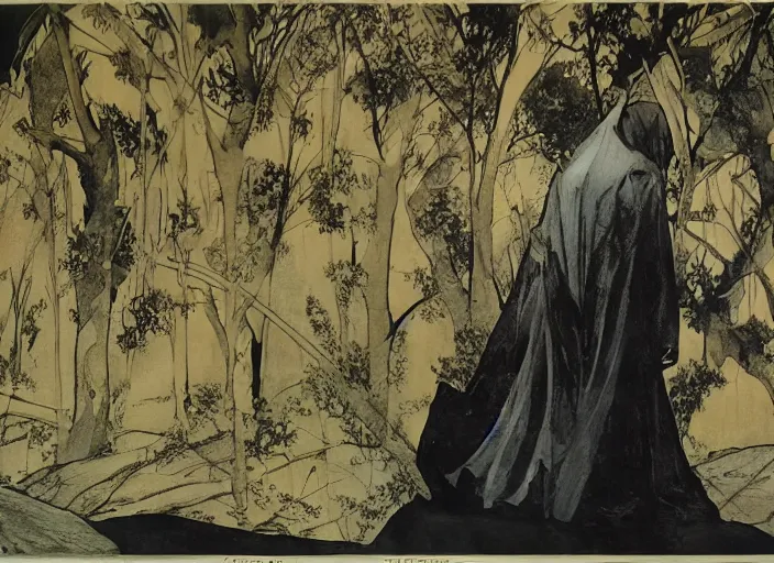 Prompt: nazgul, film cinematography, atmospheric lighting, natural lighting, nazgul from lord of the rings, wide shot, atmospheric cinematography by stanley kubrick, flowing robes by alphonse mucha, nazgul by alan lee and john howe