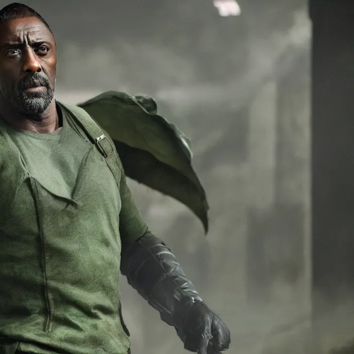 Image similar to film still of Idris Elba as Green Lanturn in new DC film, photorealistic 4k