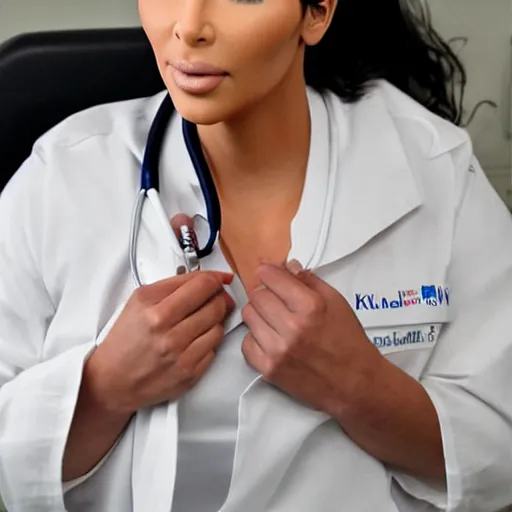 Image similar to kim kardashian exhausted working as a nurse in canada, photorealistic, dynamic light, ultra detailed