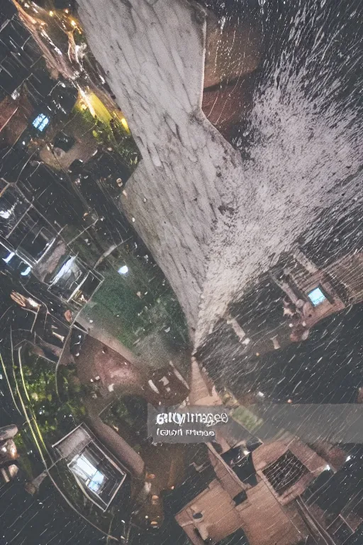 Image similar to hispanic female teen clambing, climber point of view 200m above Paris, at night, downpour, still from Mission Impossible action movie, action scene