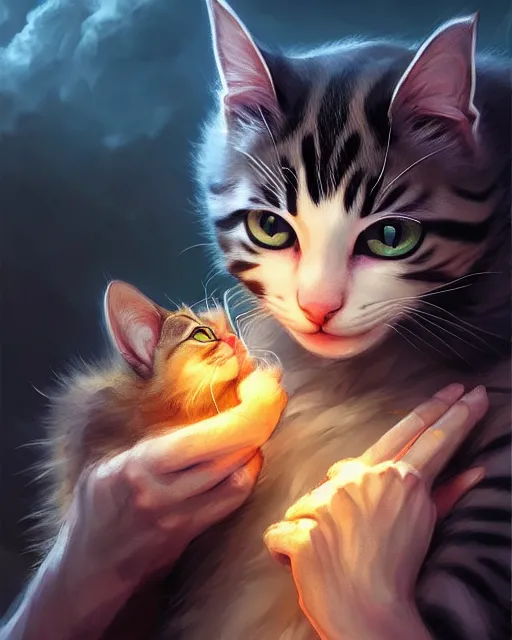 Prompt: young male cat showing off there dragon powers | | cute - fine - face, fluffy, pretty face, wizard, key visual, realistic face, detailed, real life, fine details by stanley artgerm lau, wlop, rossdraws, james jean, andrei riabovitchev, marc simonetti, and sakimichan, trending on artstation