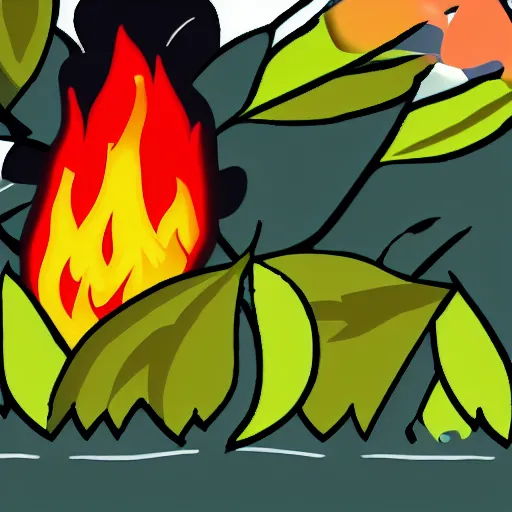 Prompt: leafy bfdi on fire