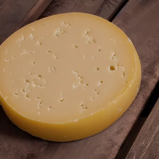 Prompt: round aged cheese with human body