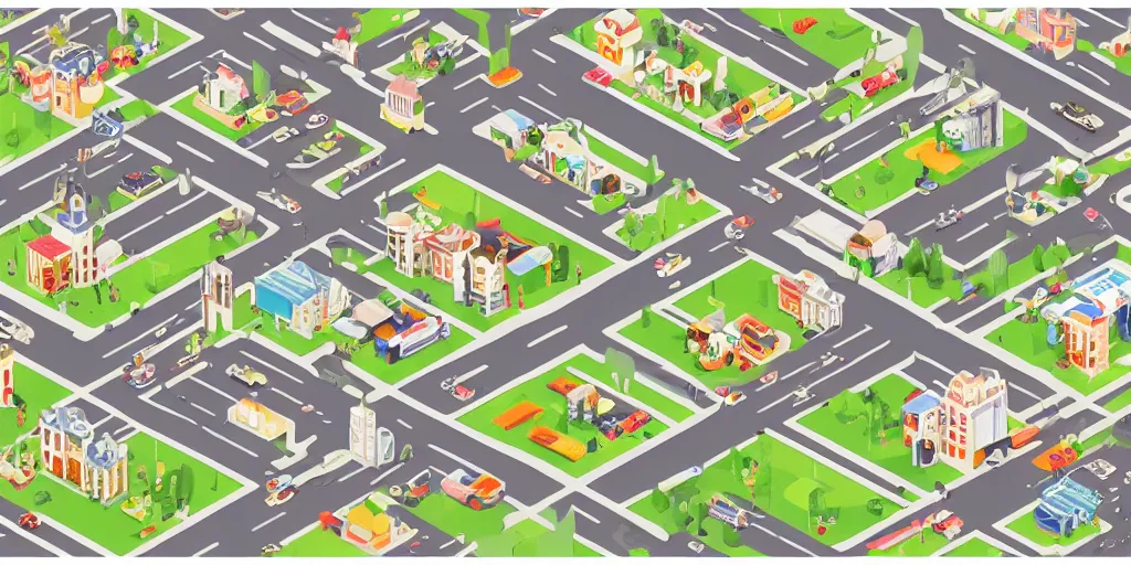 Image similar to cute isometric city