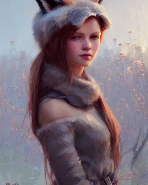 Prompt: a potrait of a girl with fox ears, fine details. night setting. realistic shaded lighting poster by craig mullism, artgerm, jeremy lipkin and michael garmash, unreal engine, radiant light, detailed and intricate environment, digital art, trending on art station