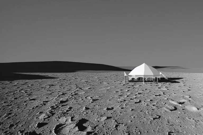 Image similar to circus tent on the surface of the moon, circus, magical, warm light, photo realistic