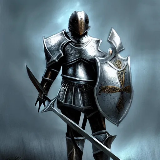 Prompt: fantasy knight, digital art, wallpaper, sword, fantasy, armor, man, knight, artwork, shield, warrior, fantasy art, knight, desktop wallpaper, weapon, battle