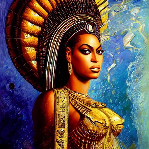 Image similar to a portrait of beyonce as an egyptian goddess by karol bak, christopher balaskas, umberto boccioni and charlie bowater