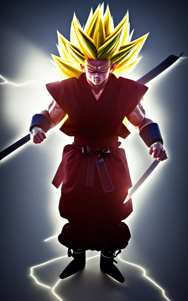 Image similar to samurai supersaiyan god, 8 k photorender