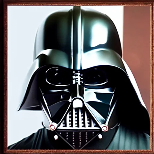 Prompt: portrait product photo of a fan made darth vader helmets