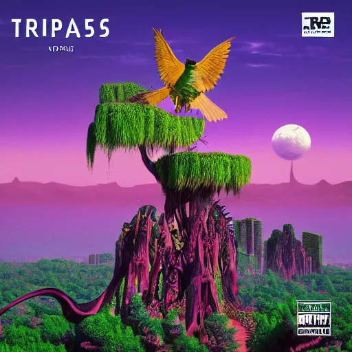 Prompt: An album cover for an upcoming Travis Scott album called Utopia by Roger Dean, 8K concept art, rendered in Unreal Engine, detailed