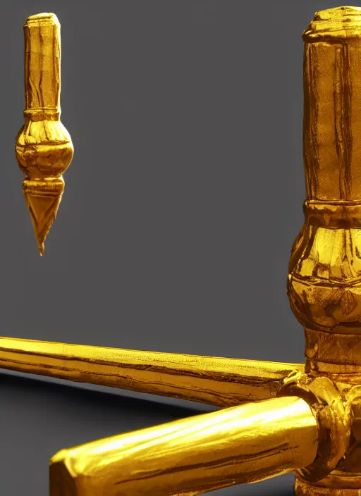 Image similar to a golden bo staff, hyperrealistic, unreal 5, dynamic lights, fidelity render