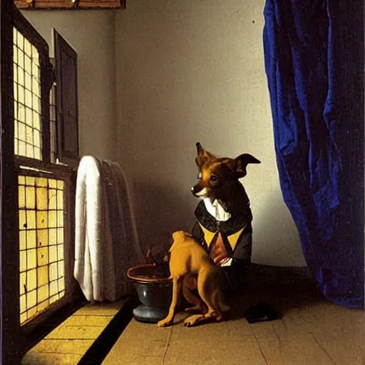 Prompt: dog by Vermeer