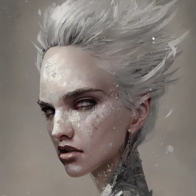 Image similar to beauty girl, white hair, hyper detailed, insane details, intricate, elite, elegant, luxury, by ismail inceoglu dragan bibin hans thoma greg rutkowski alexandros pyromallis rene maritte illustrated, perfect face, fine details, realistic shaded, fine - face, pretty face