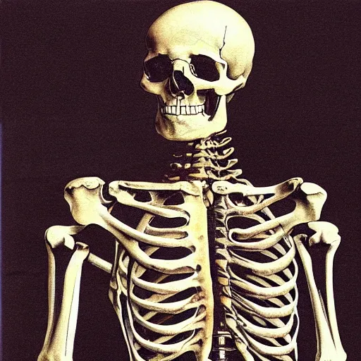 Prompt: human skeleton as painted by Leonardo DaVinci