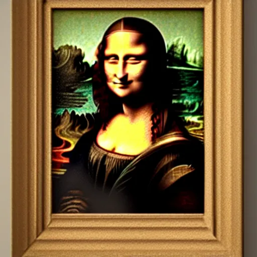 Image similar to the Mona Lisa stencilled on the wall by banksy