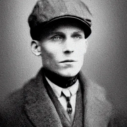 Image similar to A photograph portrait of Jerma985 wearing a newsboy cap in the early 1900s, taken in the early 1900s, grainy, taken on a early 1900s Kodak Camera, realistic, hyperrealistic, very realistic, highly detailed, very detailed, extremely detailed, detailed, digital art, trending on artstation