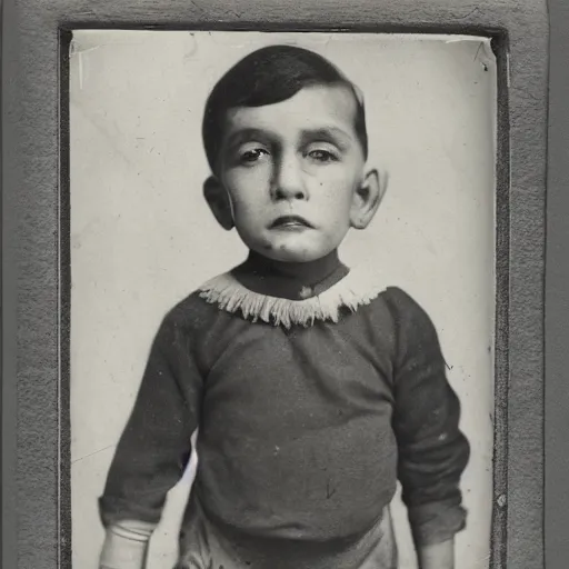 Image similar to facial portrait of a 3 year old boy, 1 9 1 9, ambrotype, by george s. cook, award winning