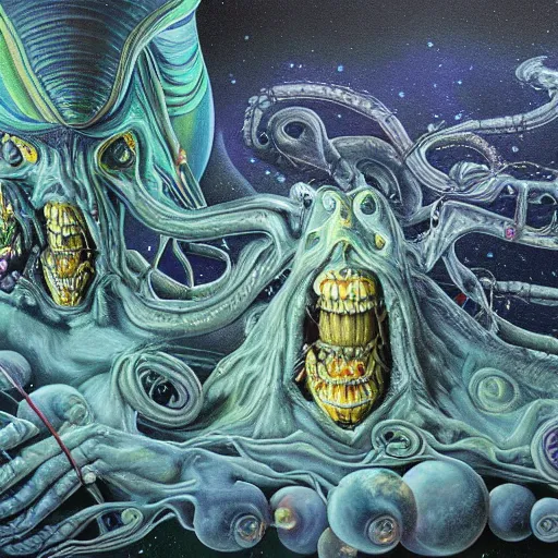 Image similar to a hyperrealistic painting of cosmic horror, by gregory crewson, highly detailed, vivid color,