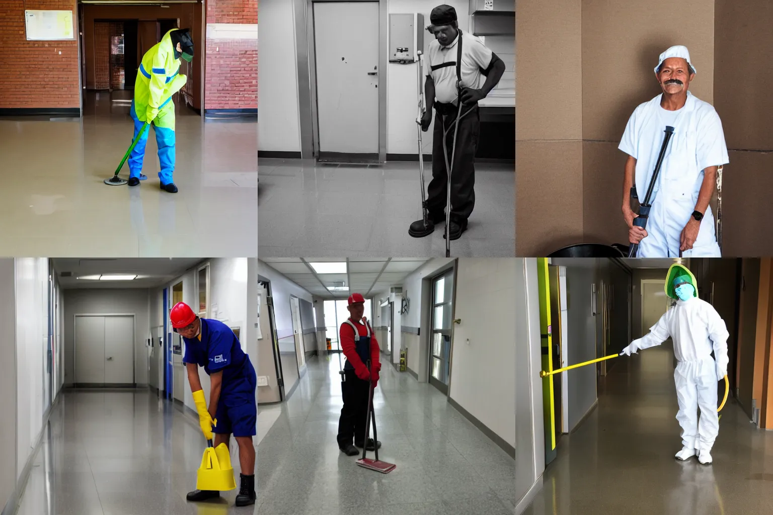 Prompt: photo of a janitor