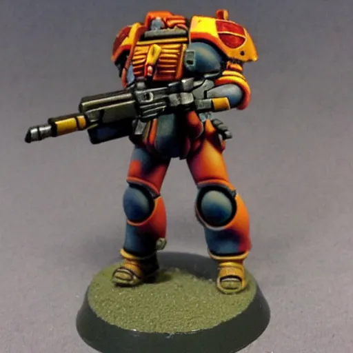 Image similar to a tau space marine standing guard