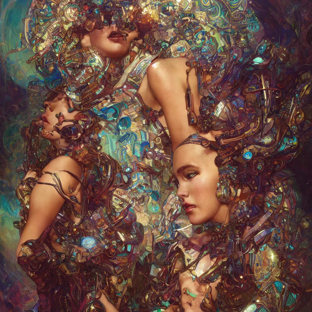 Image similar to extremely psychedelic cyborg queen of lsd. intricate, elegant, highly detailed, extremely lifelike photorealistic digital painting, artstation. steichen, gaston bussiere, tom bagshaw, cyberpunk alphonse mucha