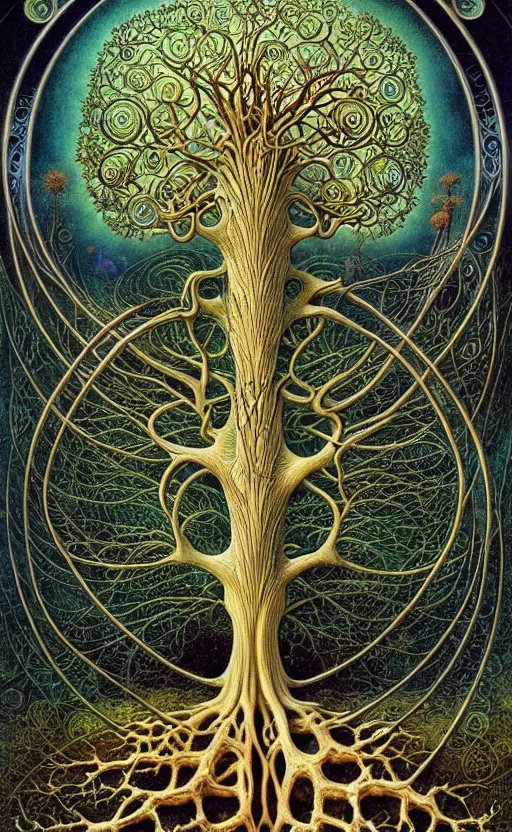 Image similar to tree of life by roger dean and andrew ferez, art forms of nature by ernst haeckel, divine chaos engine, symbolist, visionary, art nouveau, botanical fractal structures, organic, detailed, realistic, surreality