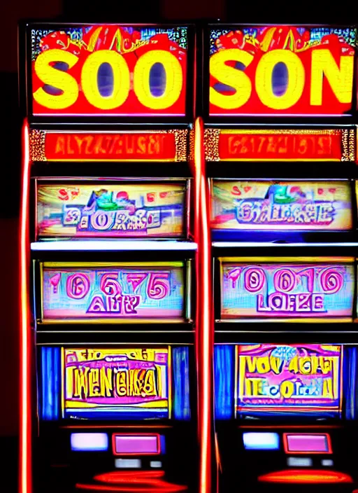 Image similar to slot machine, sign that reads glitch