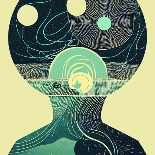 Image similar to a wandering mind, logo without text, simple by victo ngai, kilian eng and jake parker, simple white background