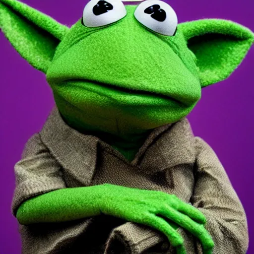 Image similar to photo of hybrid of kermit the frog and yoda