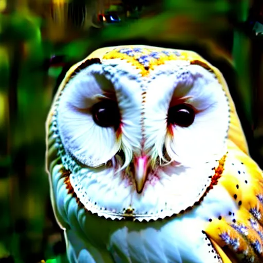 Image similar to barn owl wearing a birthday hat