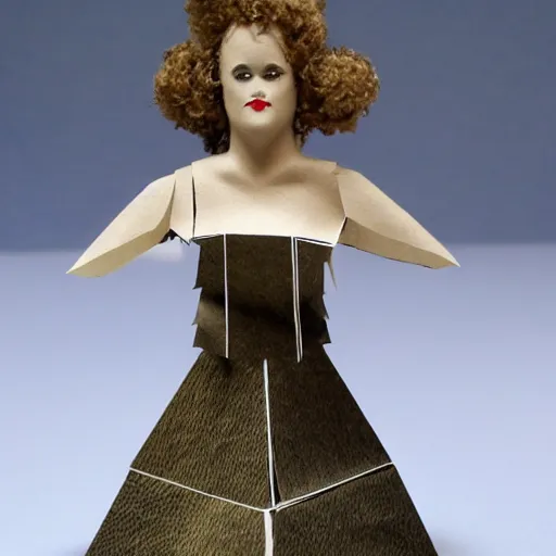 Image similar to a paper model of lucy jeartfilia, paper modeling art.