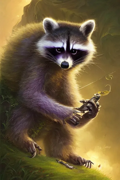 Image similar to purple stelar raccoon by andreas rocha and john howe, and Martin Johnson Heade, featured on artstation, featured on behance, golden ratio, f32, well composed, cohesive