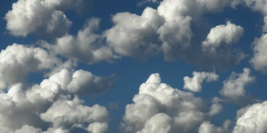 Image similar to fluffy clouds shaped like animals.