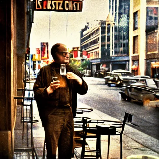 Prompt: man in bar smoking a huge fat weed joint, classic chicago image from the 6 0 s, realistic, hdr, clear image,