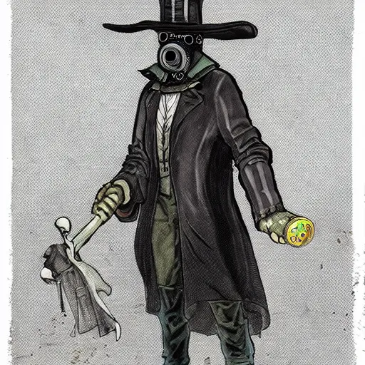Prompt: futuristic Victorian cyberpunk plague doctor