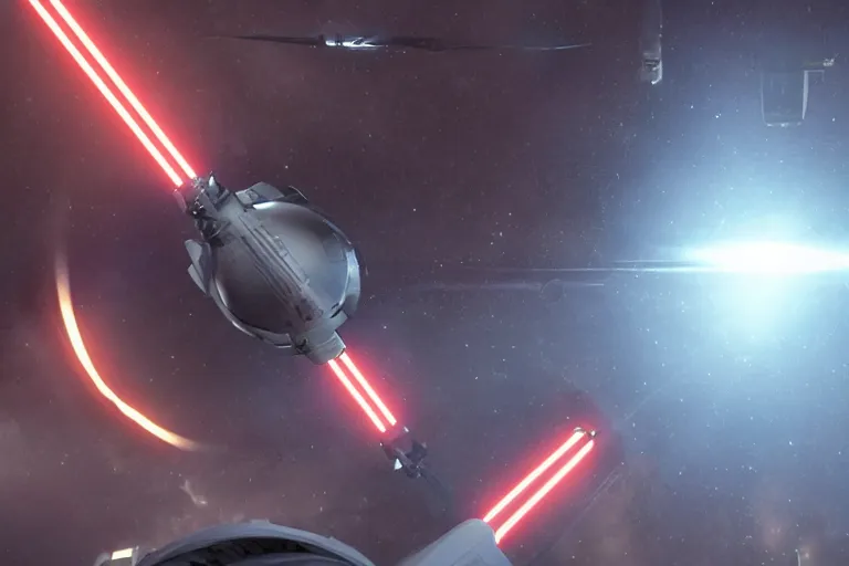 Prompt: vfx movie futuristic sci - fi action scene closeup spacex jedi lit by lightsabers in the dark by emmanuel lubezki