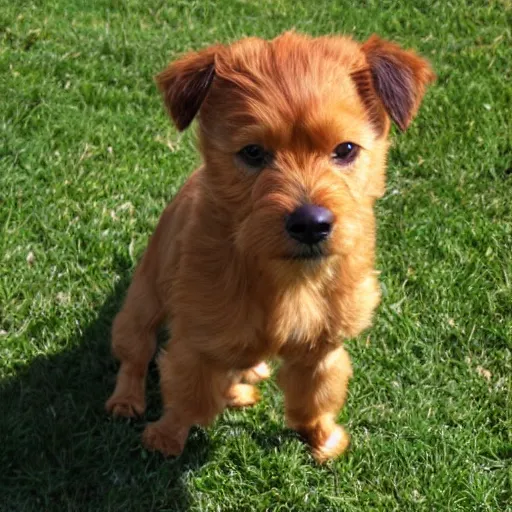 Prompt: ginger small terrier dog chimera peanuts