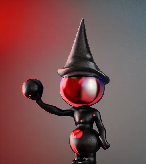 Image similar to a sculpture of cute wizard black red 3 d by jeff koons ray tracing, octane redner brilliantly coloured, trending on artstation, unreal engine, hdr, polished