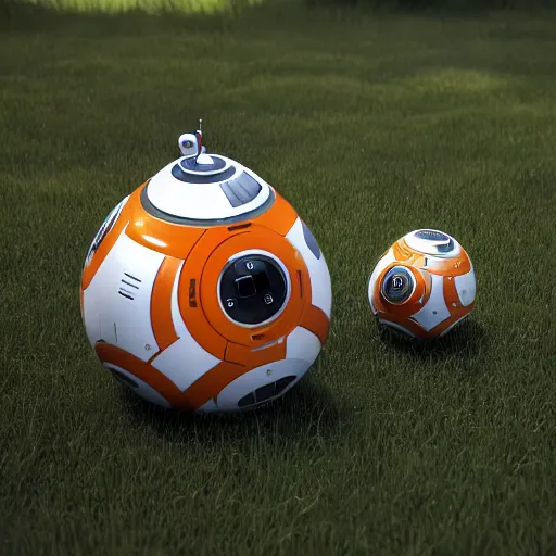 Image similar to bb 8 and hal 9 0 0 0 having a picnic, octane render, unreal engine, 8 k, hyperrealistic, photorealism