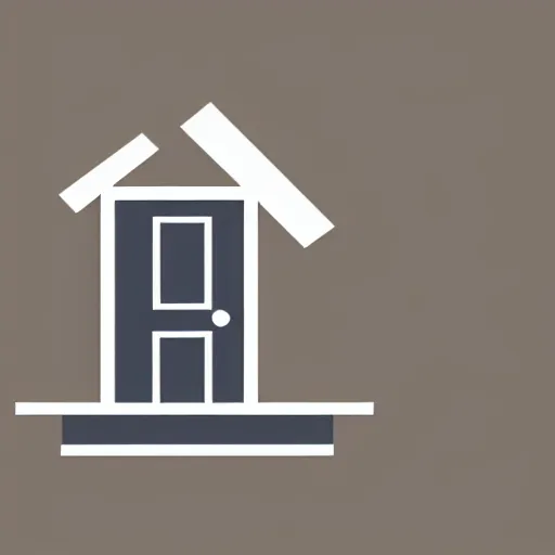 Image similar to logo of a house with the door open, minimalistic, vectorized logo style