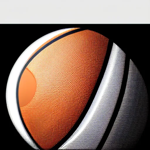 Image similar to a 2 d render logo of a basketball with saturn rings and a white background