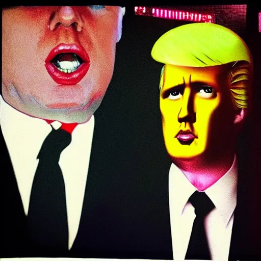 Prompt: “ portrait of max headroom dressed as donald trump”