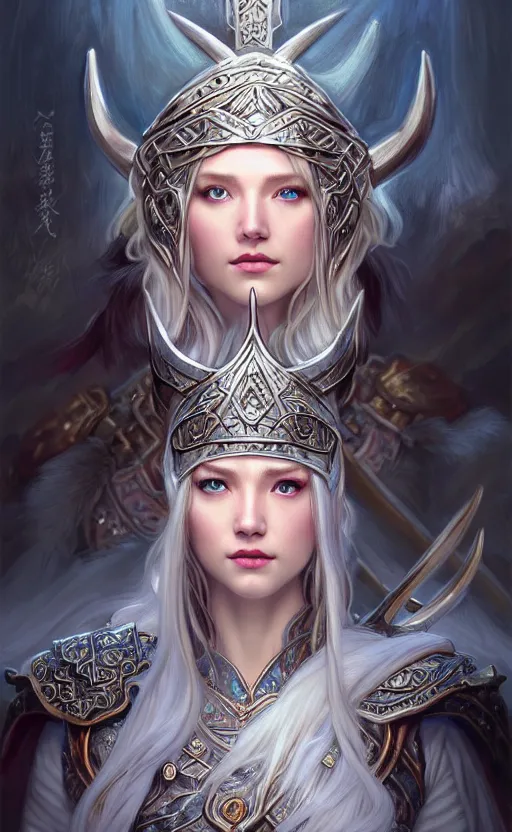 Image similar to opal viking warrior, regal, elegant, winter, snow, beautiful, stunning, hd, illustration, epic, d & d, fantasy, intricate, elegant, highly detailed, wide angle, digital painting, artstation, concept art, smooth, sharp focus, illustration, wallpaper, art by artgerm and greg rutkowski and alphonse mucha and jin xiaodi