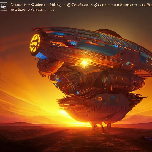 Prompt: colossal dream bot mothership, golden hour, fantasy, vivid colors, sharp focus, digital art, hyper - realistic, 4 k, unreal engine, highly detailed, hd, dramatic lighting by brom, trending on artstation