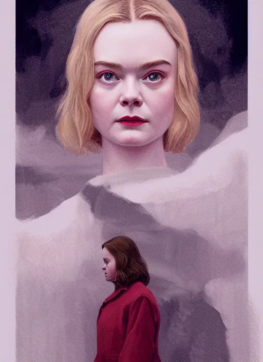 Image similar to twin peaks movie poster art, portrait of elle fanning, from scene from twin peaks, clean, simple illustration, nostalgic, domestic, highly detailed, digital painting, artstation, concept art, smooth, sharp focus, illustration, artgerm, donato giancola, joseph christian leyendecker, wlop