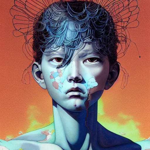 Image similar to prompt : monumental portrait soft light painted by james jean and katsuhiro otomo and erik jones, inspired by akira anime, smooth face feature, intricate oil painting, high detail illustration, sharp high detail, manga and anime 1 9 9 9